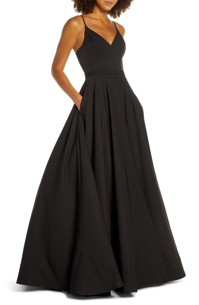 Mac Duggal V-Neck Crepe Ballgown in Black Cover