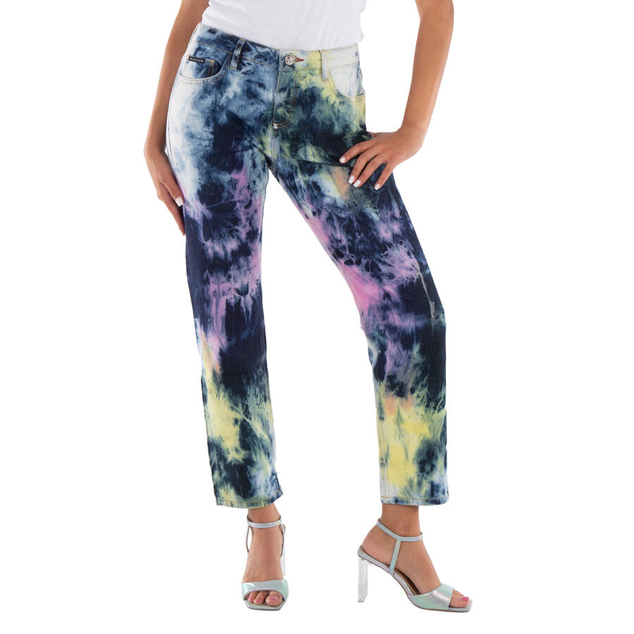 Philipp Plein Tie Dye Bleached Boyfriend Denim Jeans Cover