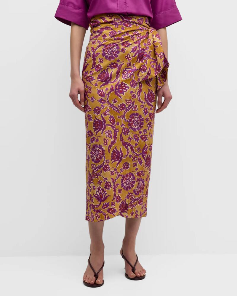 Vanessa Bruno Nesly Floral-Print Straight Midi Wrap Skirt Cover