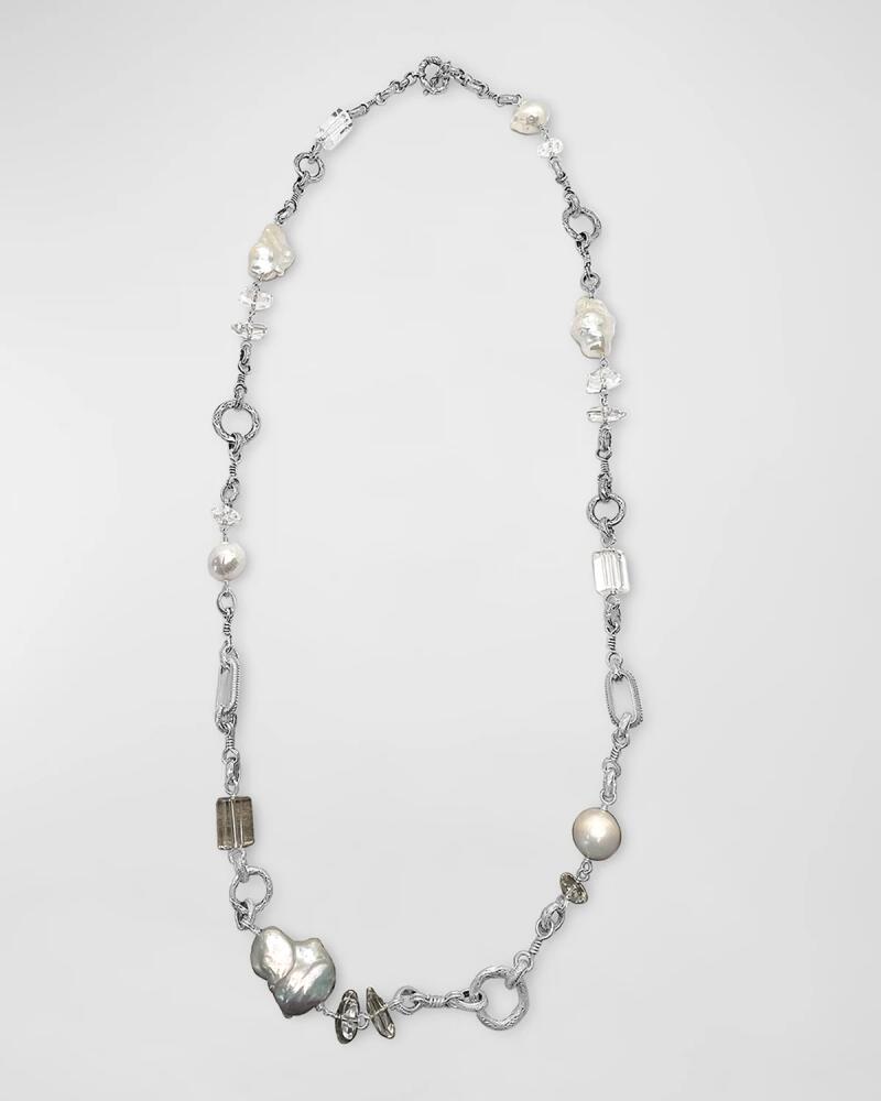 Stephen Dweck Natural Quartz and Baroque Pearl Necklace in Sterling Silver Cover