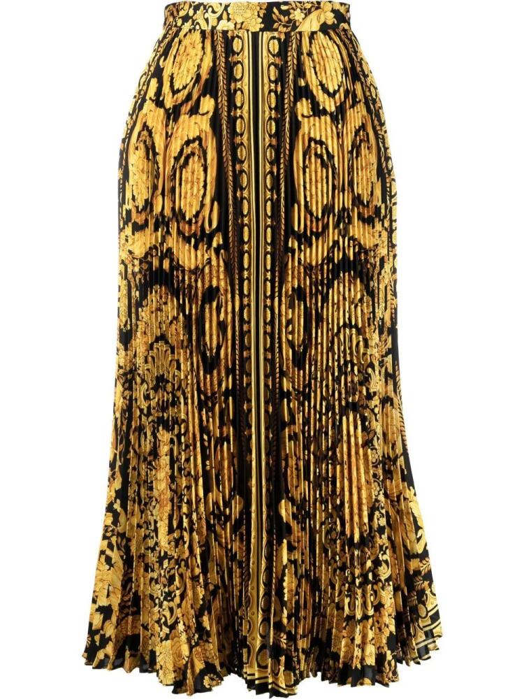 Versace Barocco pleated midi skirt - Yellow Cover