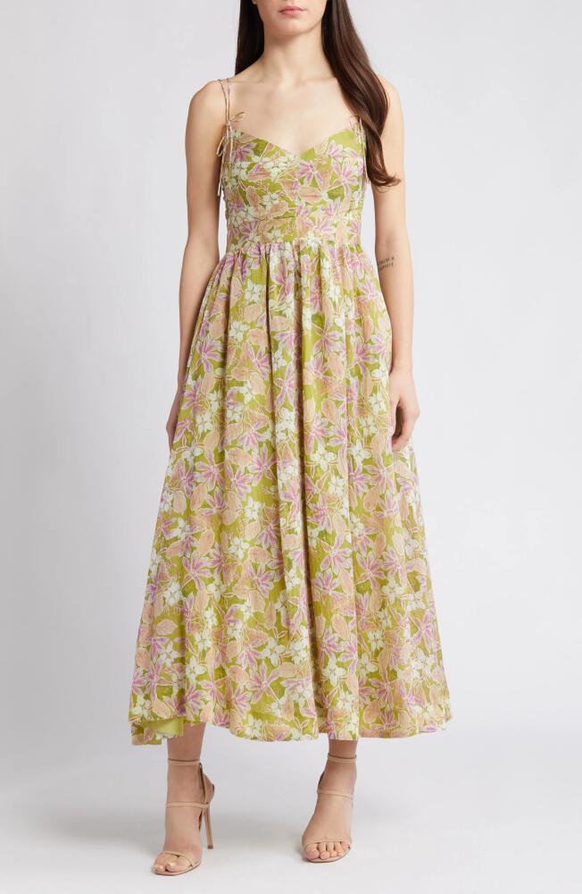 En Saison Serena Floral Midi Dress in Olive Pink Cover