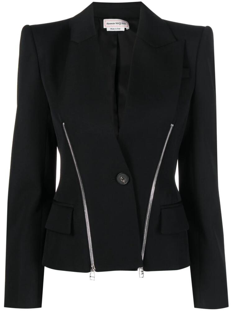 Alexander McQueen zip-embellished single-breasted blazer - Black Cover