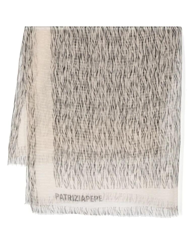 Patrizia Pepe metallic-zebra silk scarf - Neutrals Cover