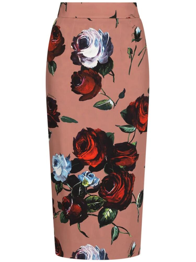 Dolce & Gabbana rose-print pencil skirt - Pink Cover