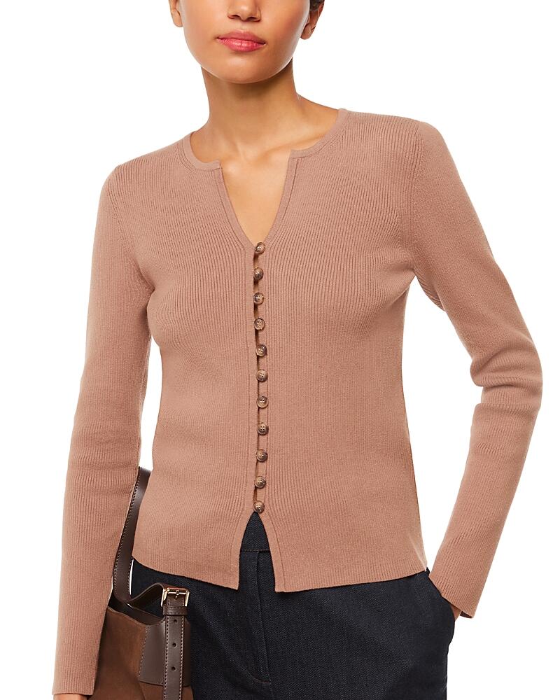 Whistles Ribbed Button Through Cardigan Cover