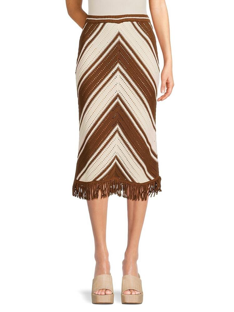 Design 365 Women's Colorblock Crochet Midi Skirt - Brown Cover