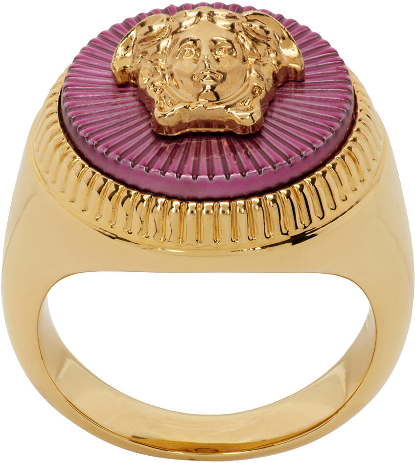 Versace Gold & Pink Medusa Ring Cover