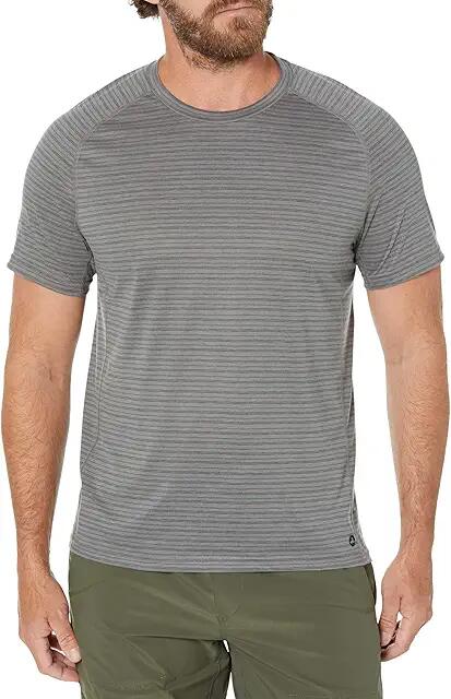 Prana Mission Trails Short Sleeve Tee Standard Fit (Grey Micro Stripe) Men's Clothing Cover