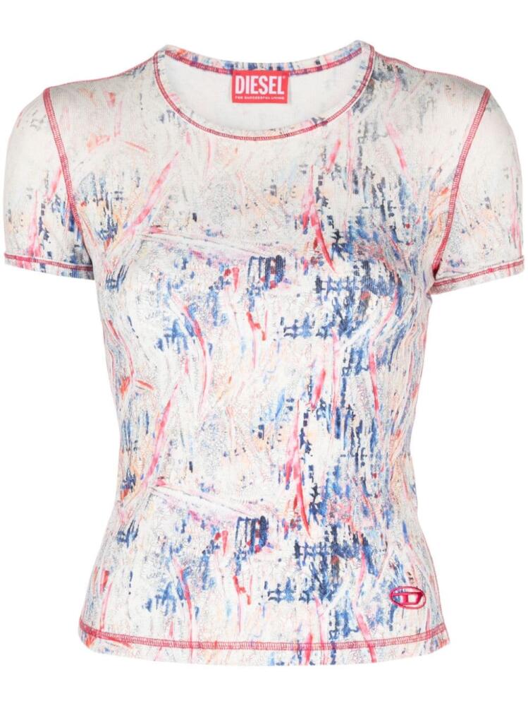 Diesel abstract-print cotton T-shirt - White Cover