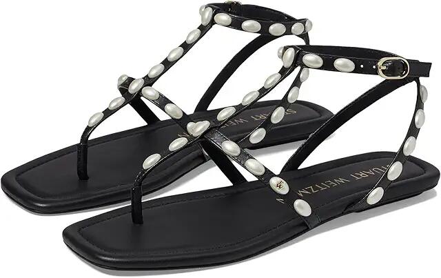 Stuart Weitzman Pearlita Flat Sandal (Black) Women's Sandals Cover