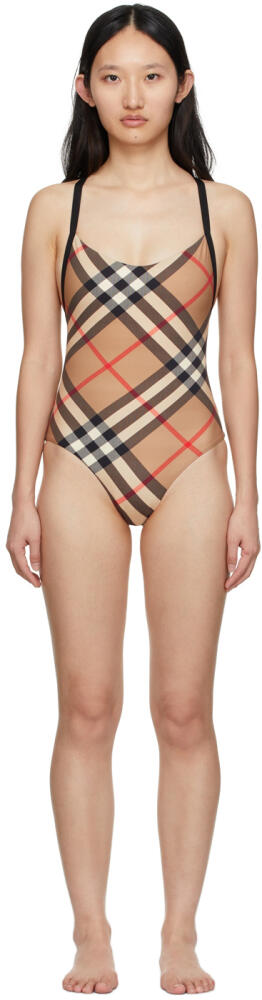 Burberry Beige Vintage Check One-Piece Swimsuit Cover