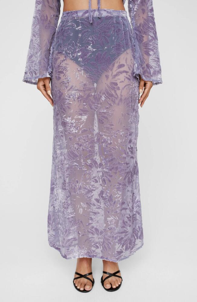 NASTY GAL Devoré Velvet Jacquard Maxi Skirt in Lilac Cover