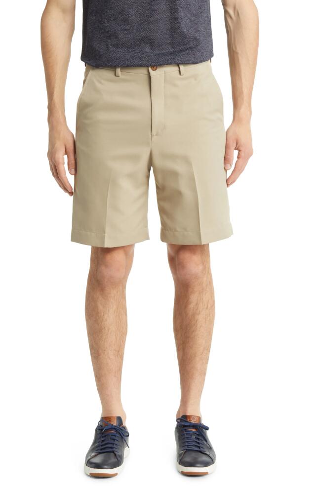 Berle Microfiber Flat Front Shorts in Tan Cover