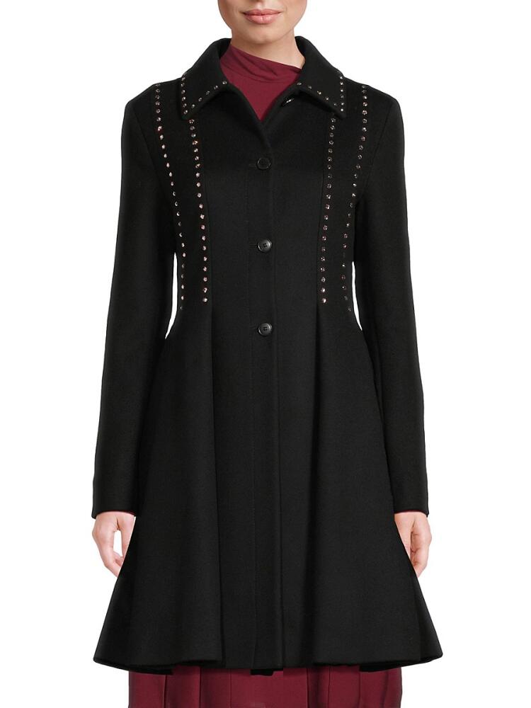 Valentino Women's Embellished Virgin Wool Coat - Nero Cover