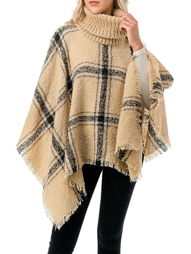 MARCUS ADLER Women's Plaid Poncho - Camel Cover