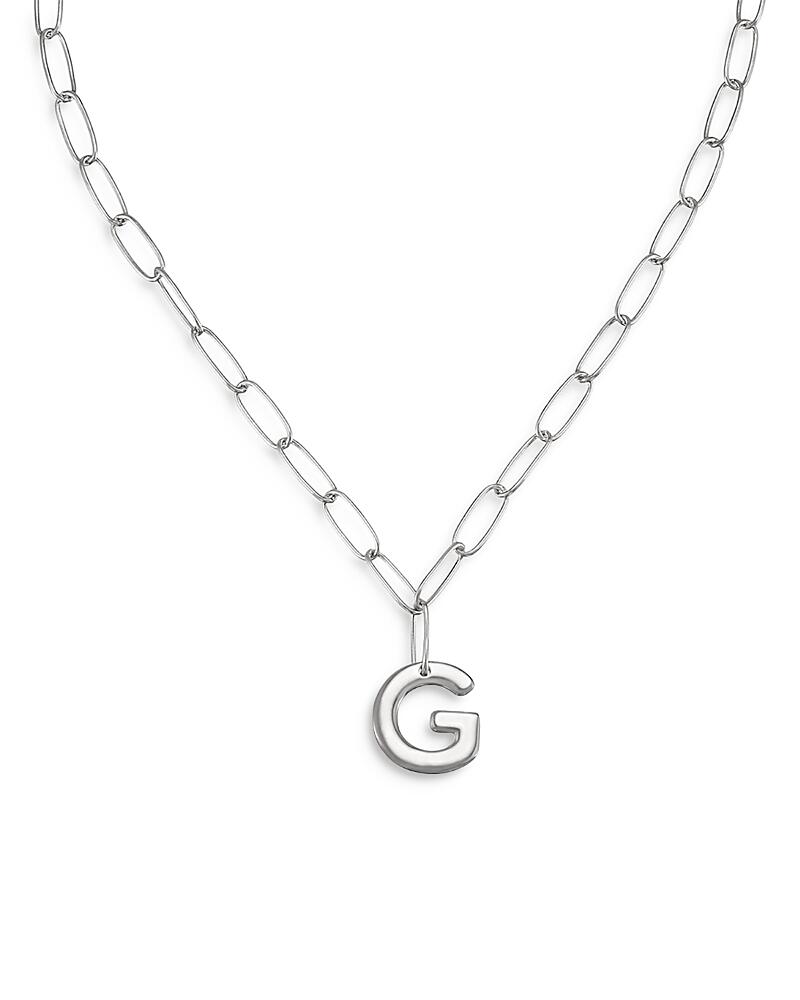 Ettika Paperclip Link Chain Initial Pendant Necklace in Rhodium Plated, 18 Cover