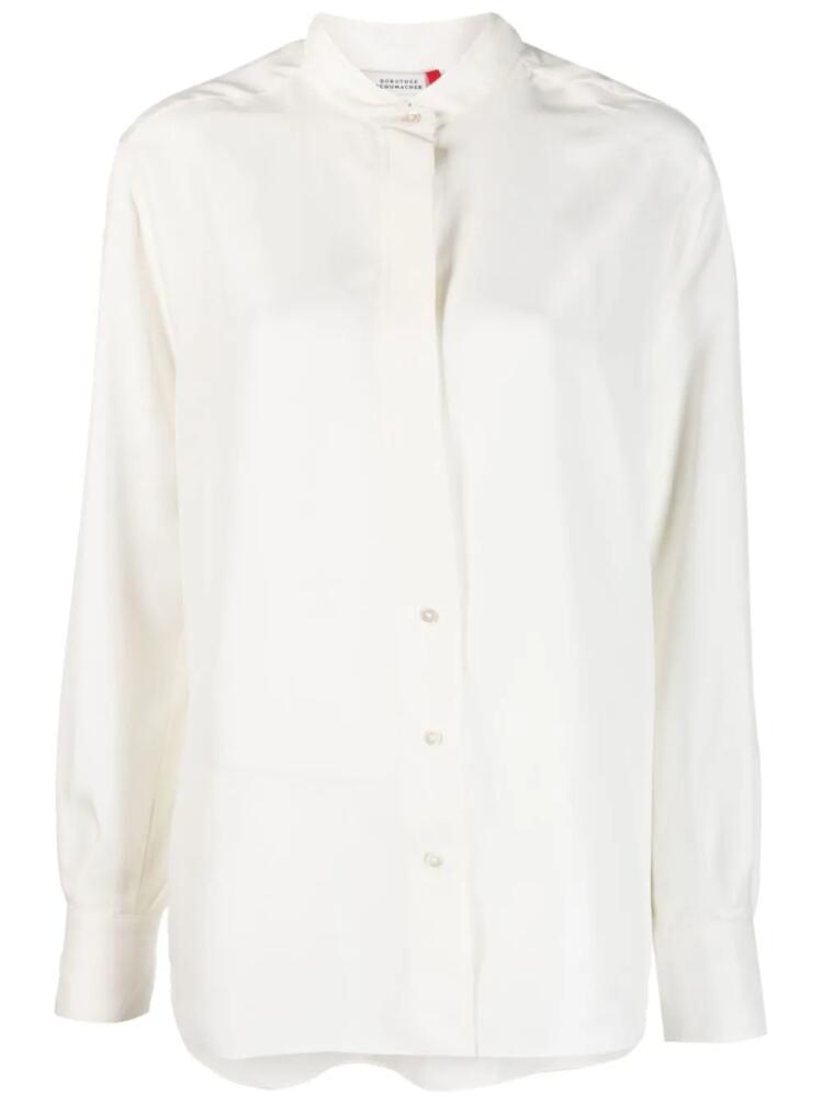 Dorothee Schumacher band-collar silk shirt - Neutrals Cover