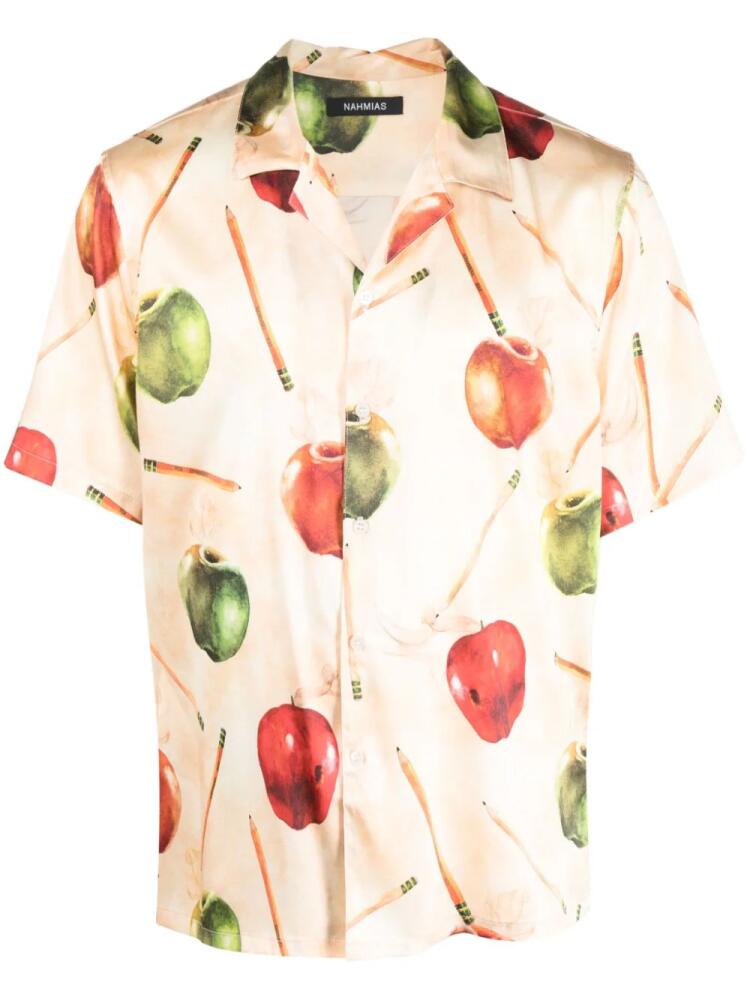 Nahmias apple-motif silk shirt - Neutrals Cover