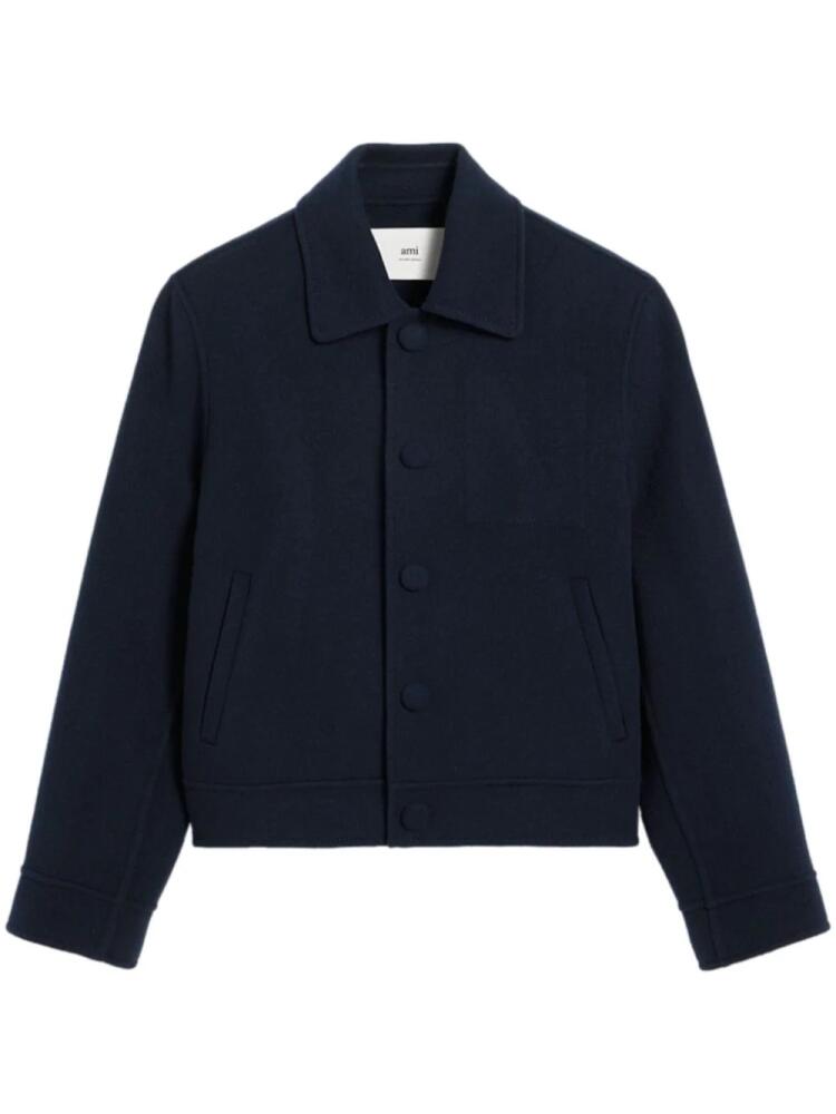 AMI Paris wool-cashmere blend jacket - Blue Cover