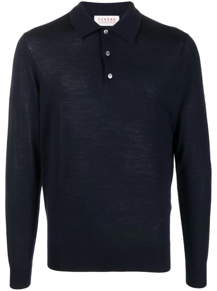 FURSAC long-sleeved wool polo shirt - Blue Cover