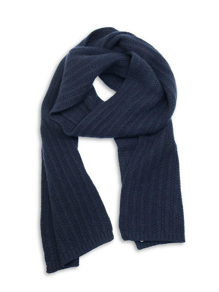 Portolano Men's Fancy Stitch Cashmere Scarf - Black Cover