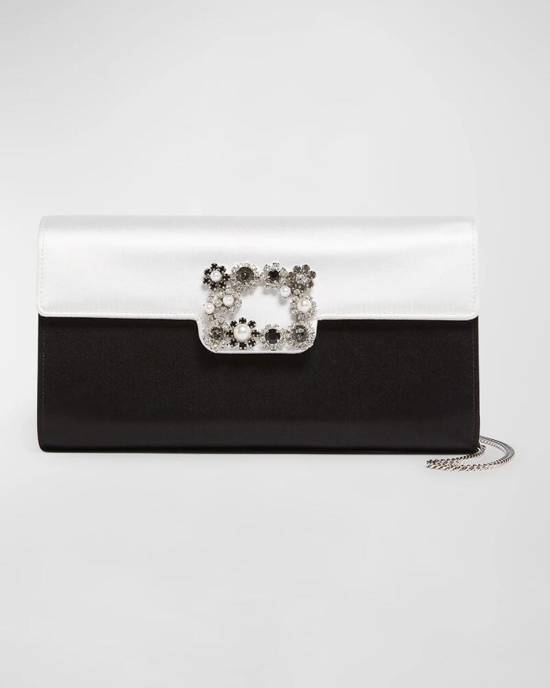 Roger Vivier Flower Buckle Envelope Flap Bicolor Clutch Bag Cover