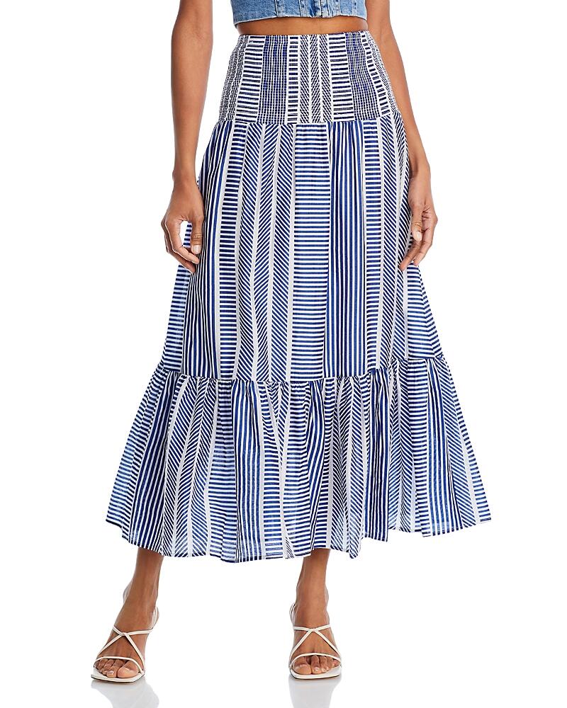 Aqua Striped Midi Skirt - Exclusive Cover