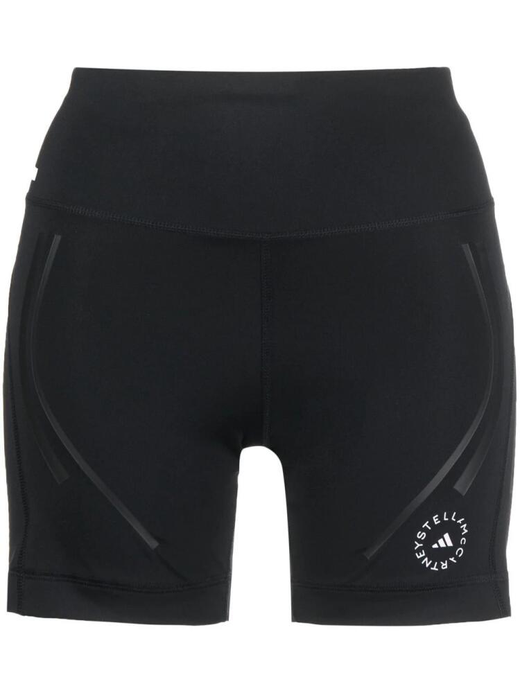 adidas by Stella McCartney panelled logo-print performance shorts - Black Cover