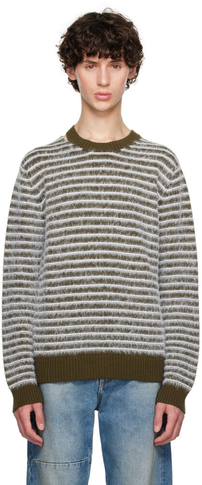 MM6 Maison Margiela Khaki & Off-White Cutout Sweater Cover