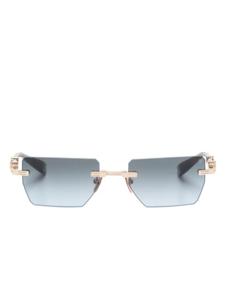 Balmain Eyewear rectangle-frame sunglasses - Gold Cover