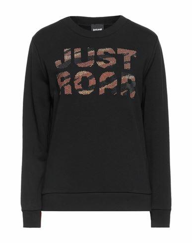 Just Cavalli Woman Sweatshirt Black Cotton, Elastane, Aluminum Cover