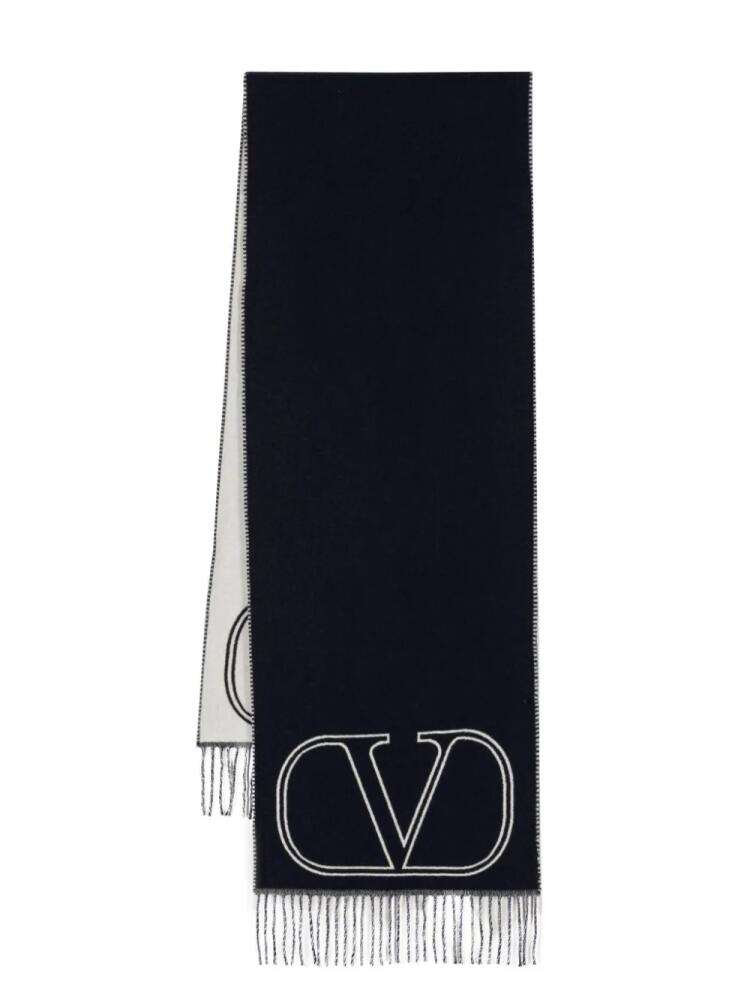 Valentino Garavani VLogo Signature jacquard-knit scarf - Blue Cover