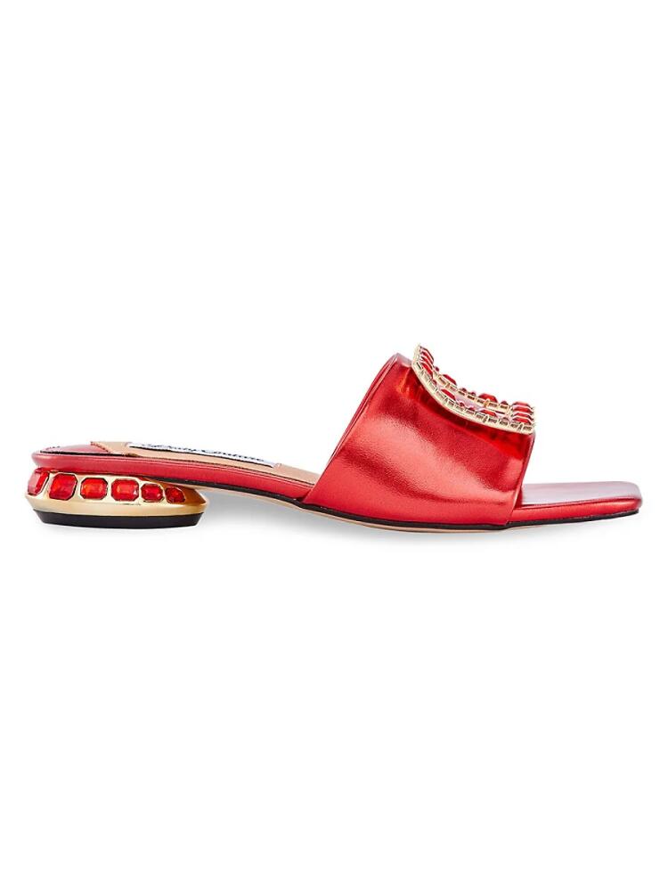 Lady Couture Women's Amore Metallic Jewel Heel Mules - Red Cover