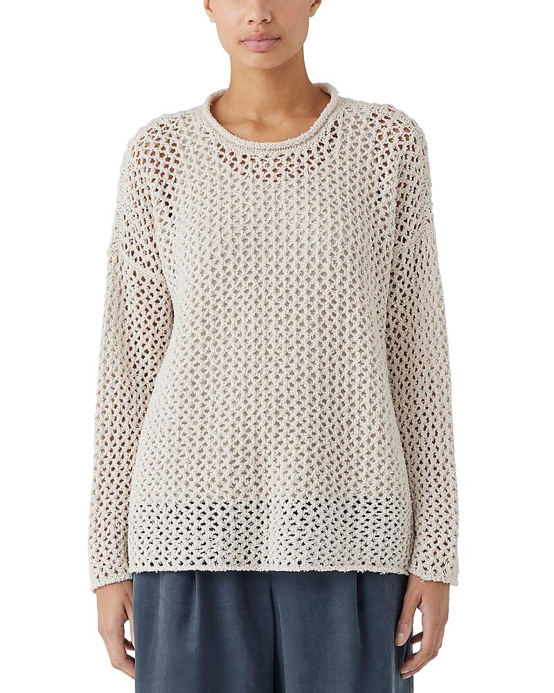 Eileen Fisher Cotton Crewneck Mesh Sweater Cover