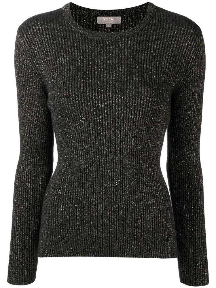 N.Peal metallic-thread cashmere jumper - Black Cover