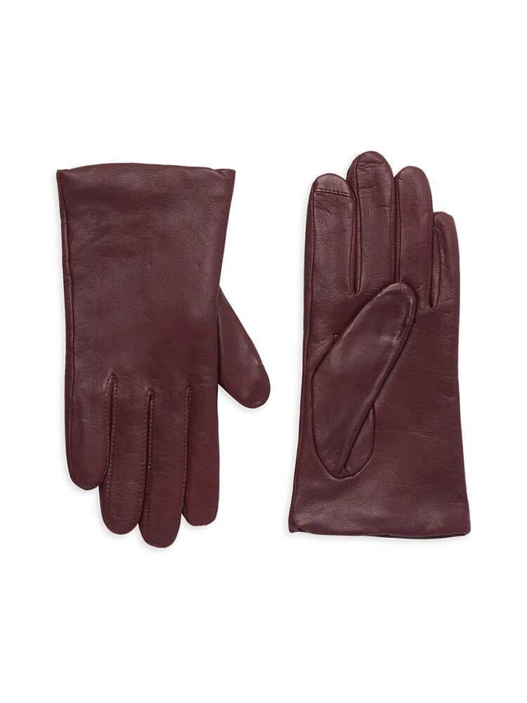 Saks Fifth Avenue Women's Cashmere Lined Leather Gloves - Deep Claret Cover