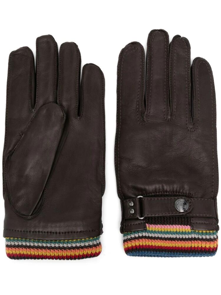 Paul Smith Big Stripe cuff gloves - Brown Cover