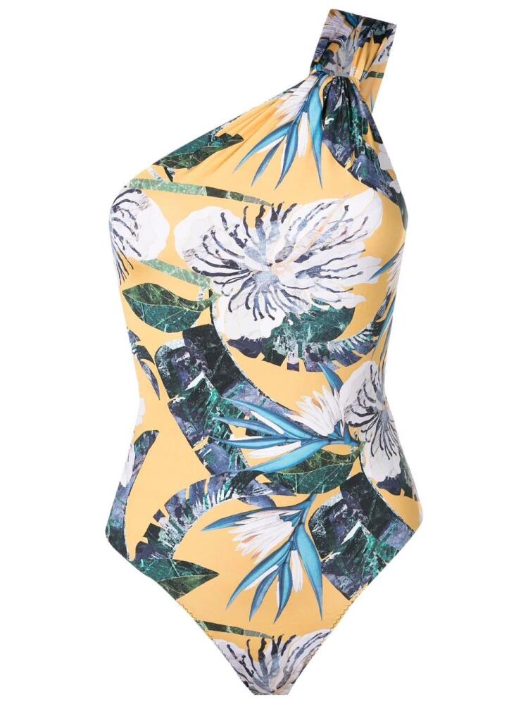 Clube Bossa asymmetric floral-print swimsuit - Yellow Cover