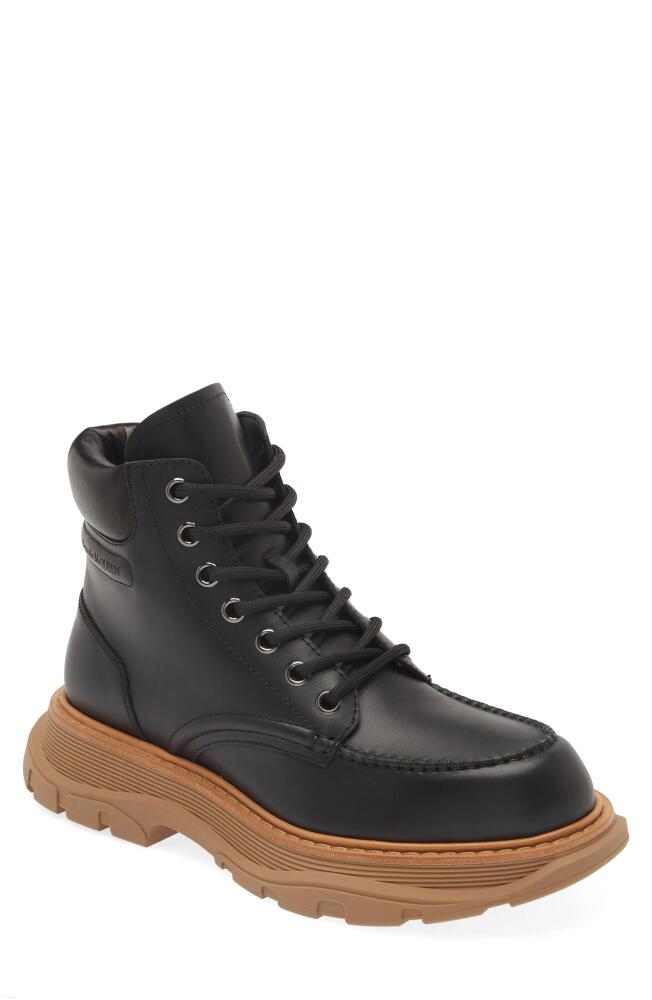 Alexander McQueen Lace-Up Boot in Black/Beige Cover