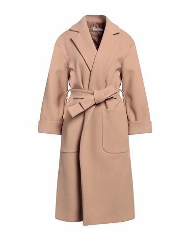 Biancoghiaccio Woman Coat Camel Polyester Cover