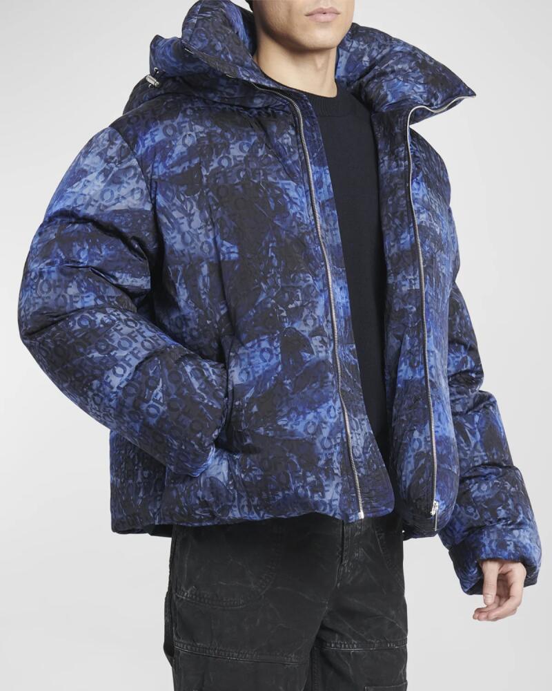 Off-White Men's Logo Tie-Dye Jacquard Puffer Jacket Cover