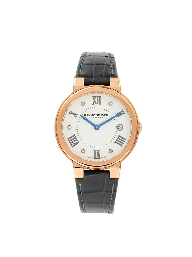 Raymond Weil Women's Jasmine Rose Goldtone Stainless Steel & Diamond Leather-Strap Watch Cover