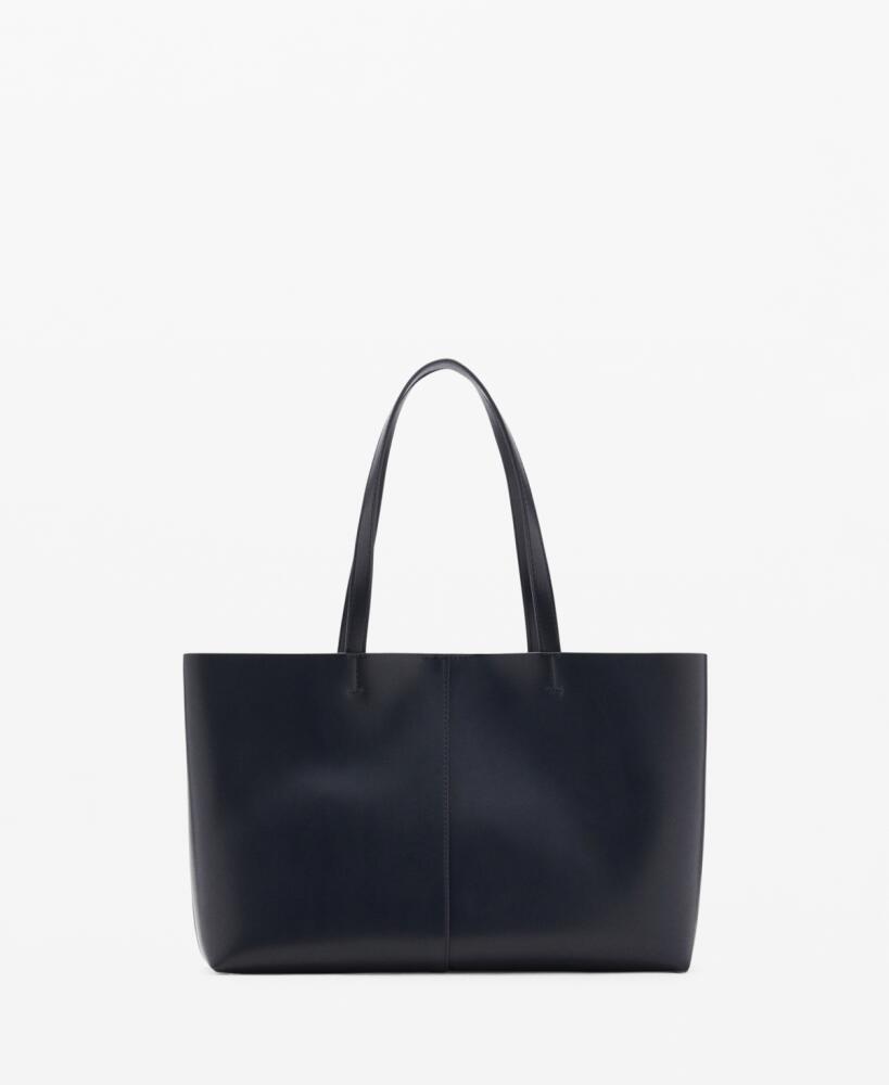 Mango Women's Leather-Effect Shopper Bag - Dark Navy Cover