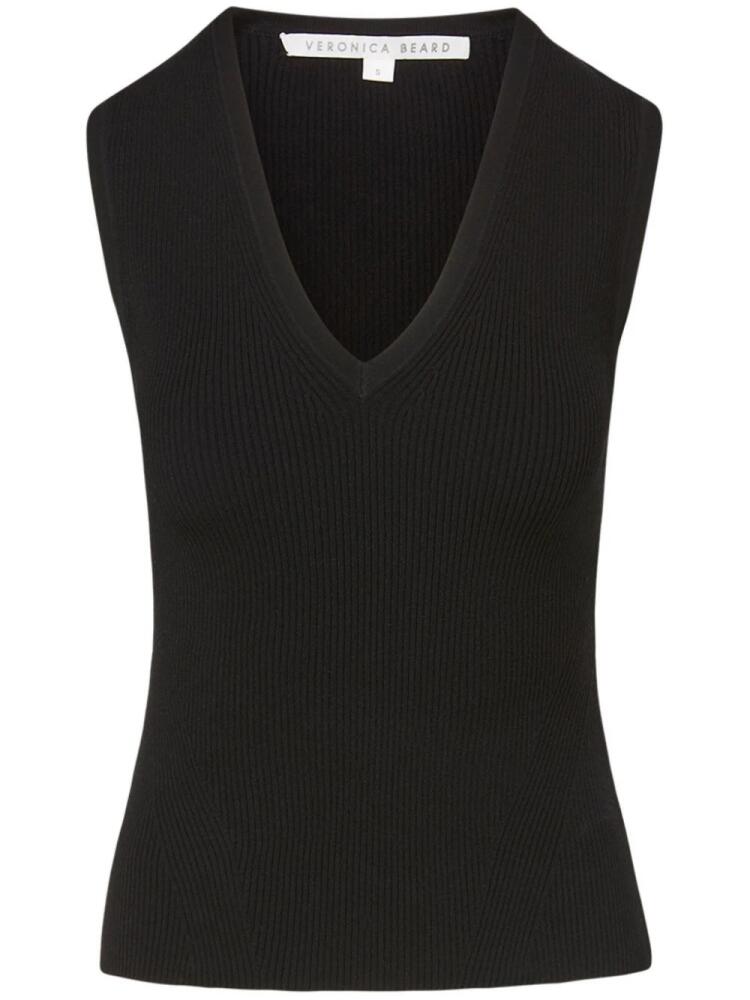 Veronica Beard Sid ribbed-knit top - Black Cover