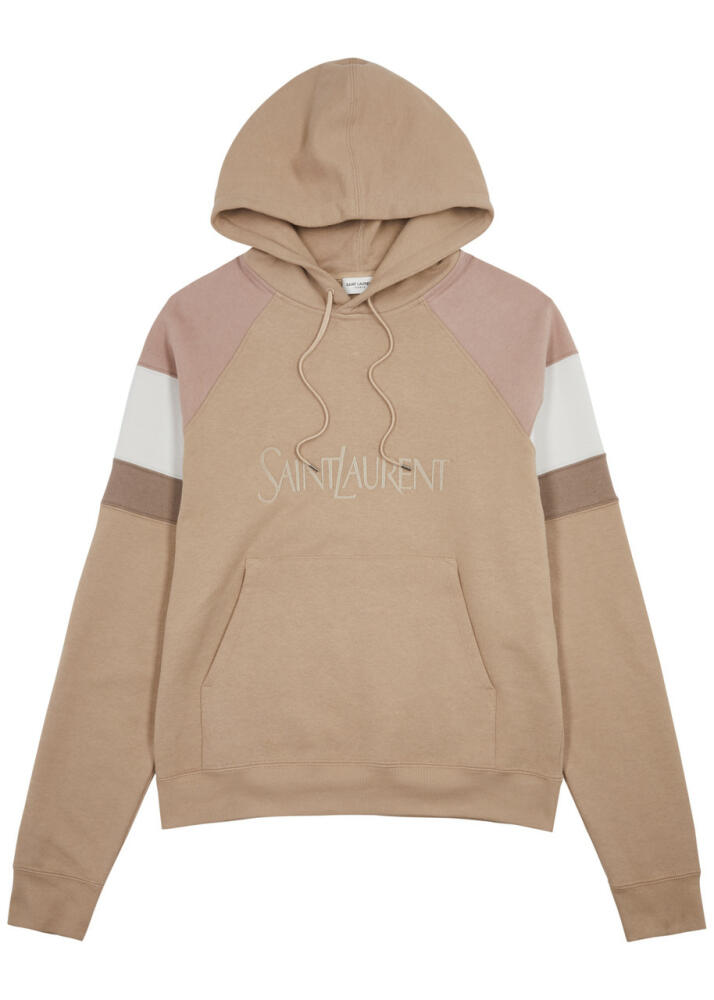 Saint Laurent Logo Hooded Cotton Sweatshirt - Beige Cover