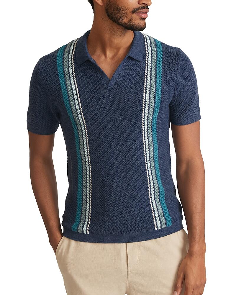 Marine Layer Conrad Cotton Sweater Knit Vertical Stripe Standard Fit Polo Shirt Cover