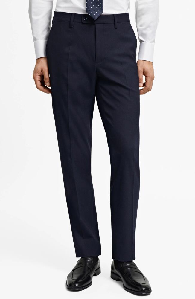 MANGO Superslim Fit Navy Flat Front Stretch Dress Pants Cover