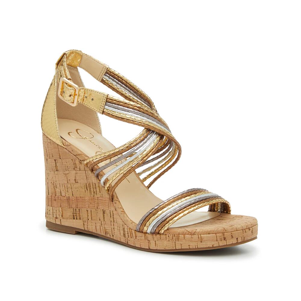 Jessica Simpson Elyzara Wedge Sandal | Women's | Gold/Silver/Copper Combo Metallic Cover