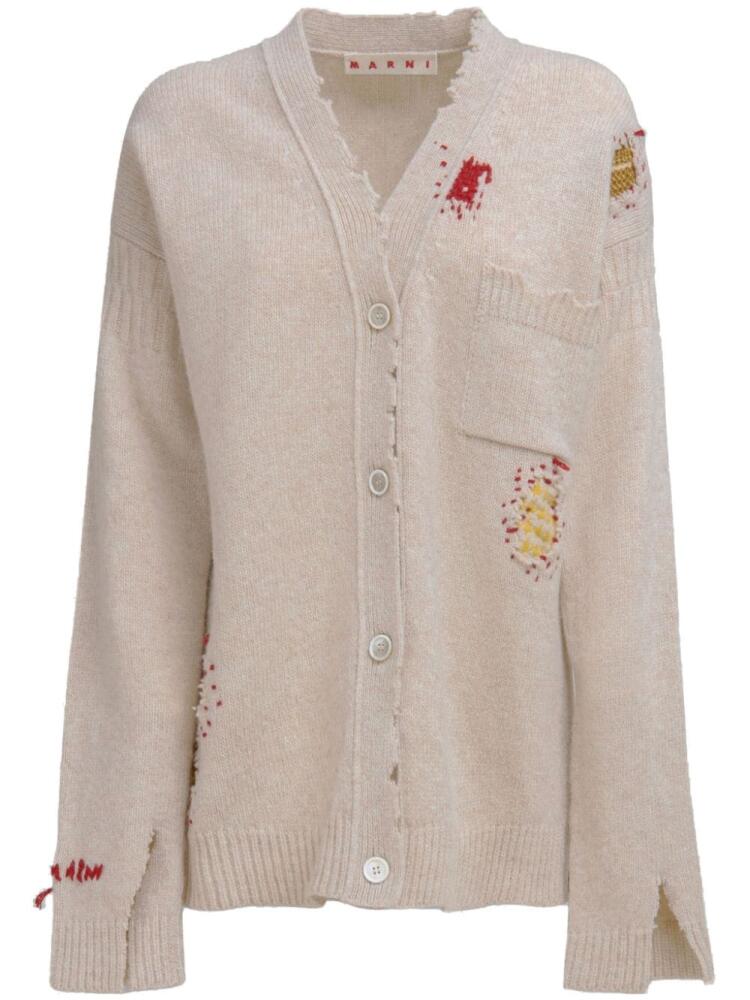 Marni distressed virgin-wool cardigan - Neutrals Cover